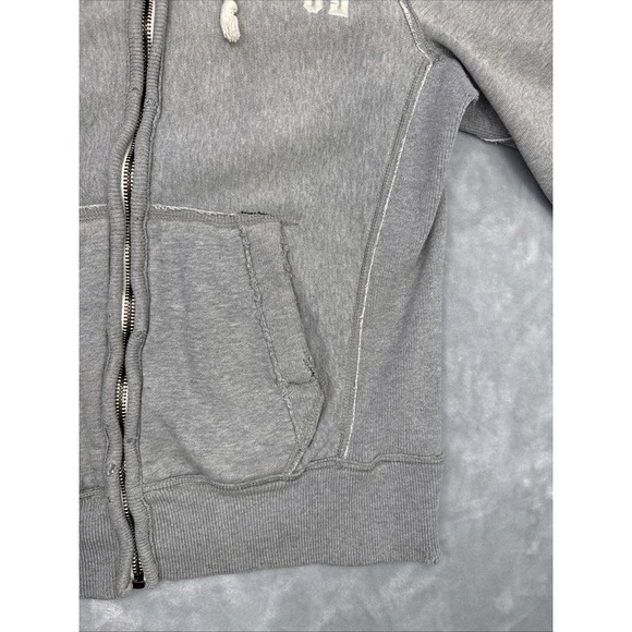 Abercrombie & Fitch Muscle Hoodie Sz L Vintage Y2K Heavyweight Distressed Zip Up - Picture 6 of 13